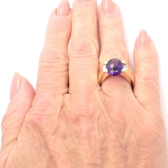 Authentic! Cartier Tankissi 18k Yellow Gold Diamond Large Amethyst Ring Paper - Picture 9 of 10